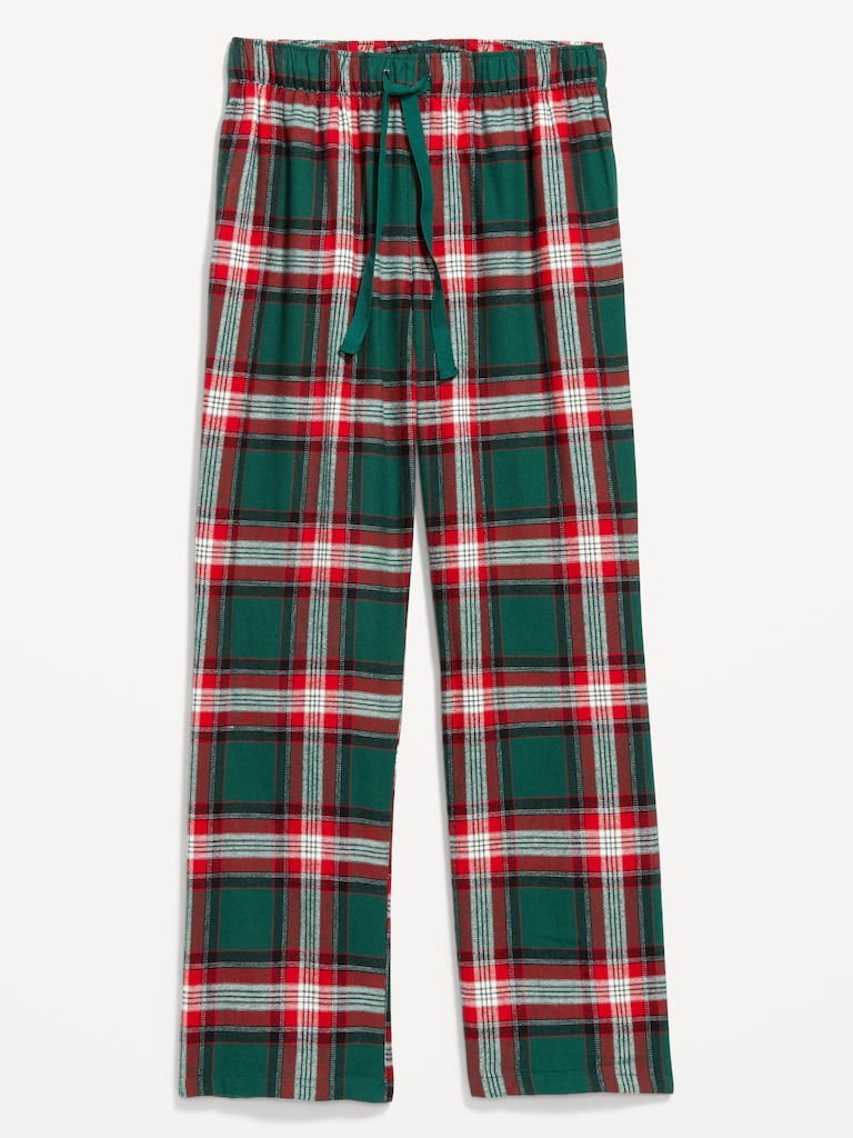 Mid-Rise Plaid Flannel Pajama Pants for Women