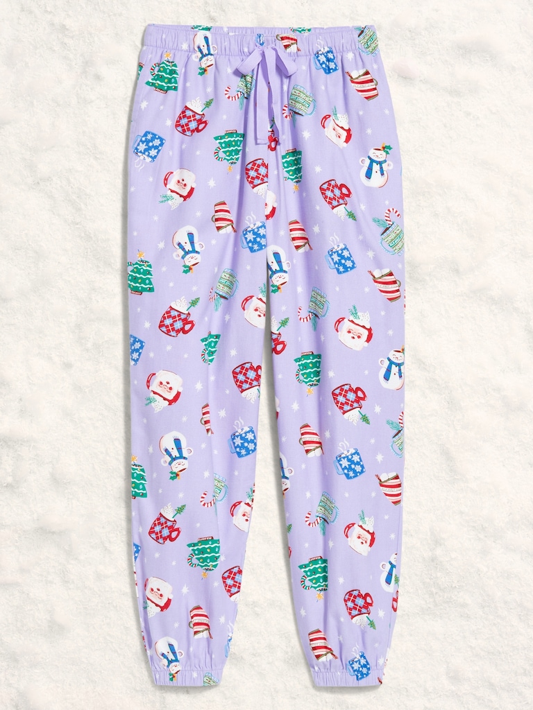 High-Waisted Printed Flannel Pajama Jogger for Women