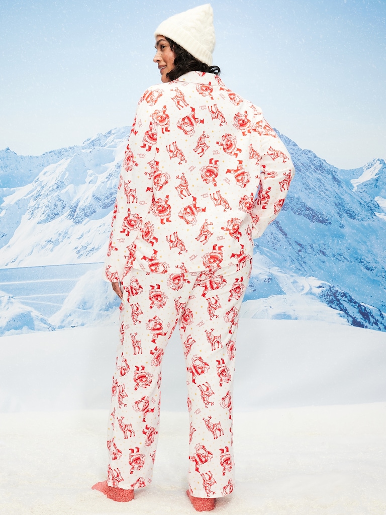 Printed Flannel Pajama Pant Set for Women