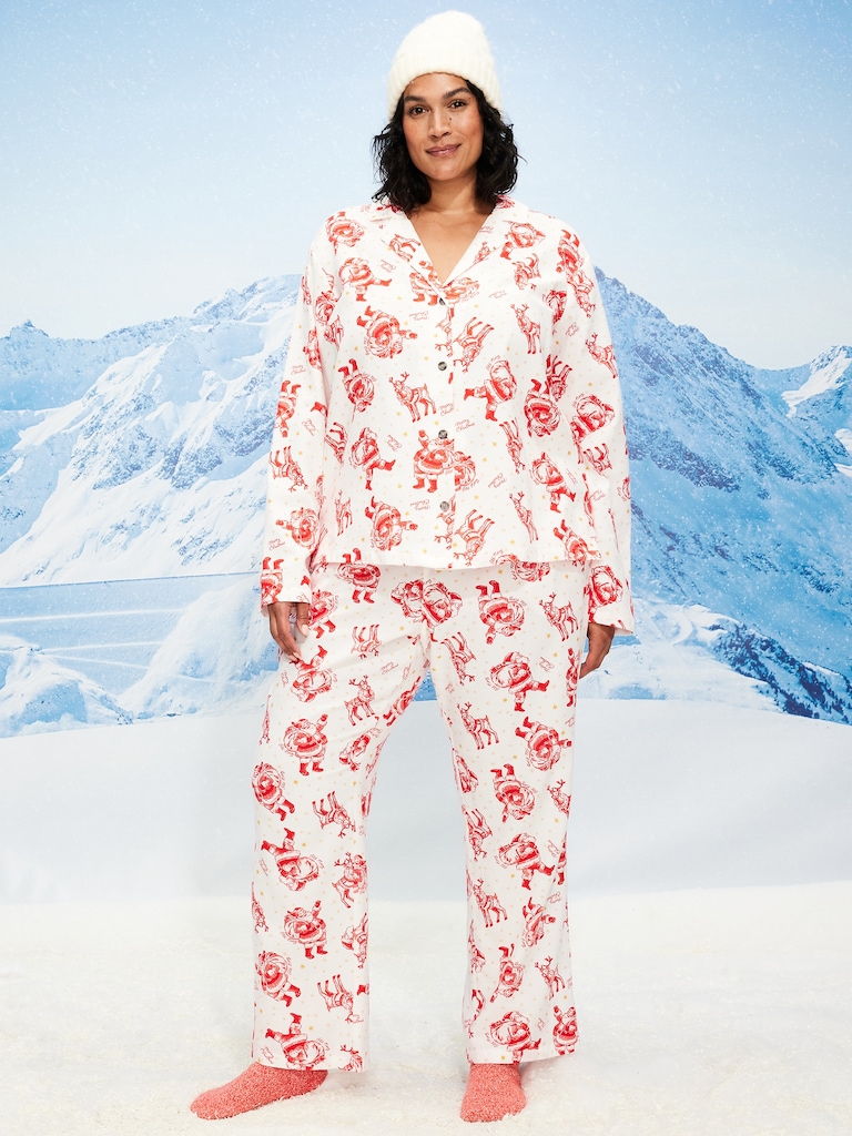 Printed Flannel Pajama Pant Set for Women