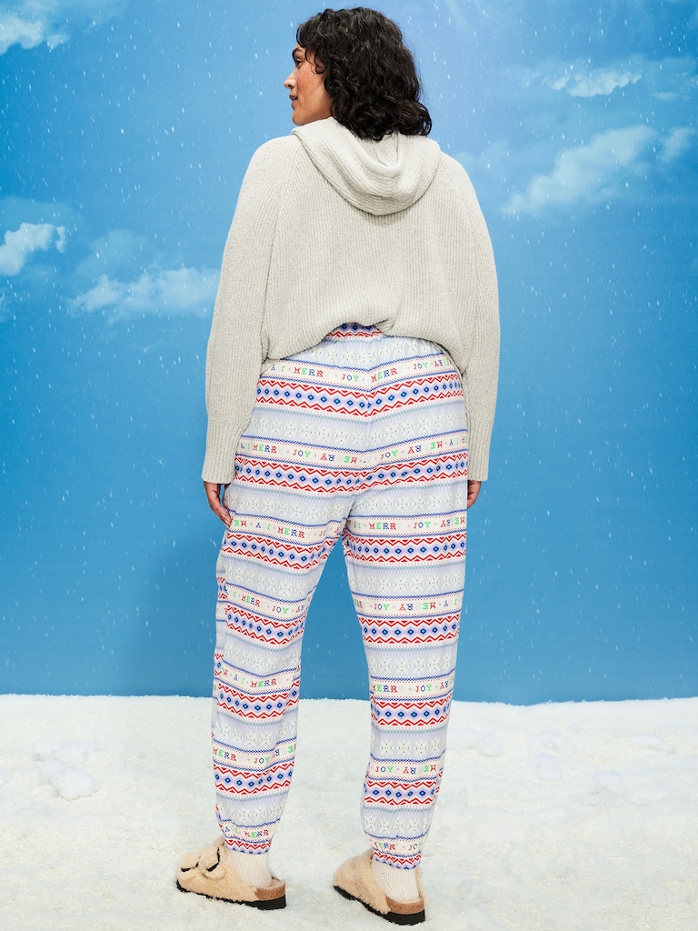 High-Waisted Printed Flannel Pajama Jogger for Women