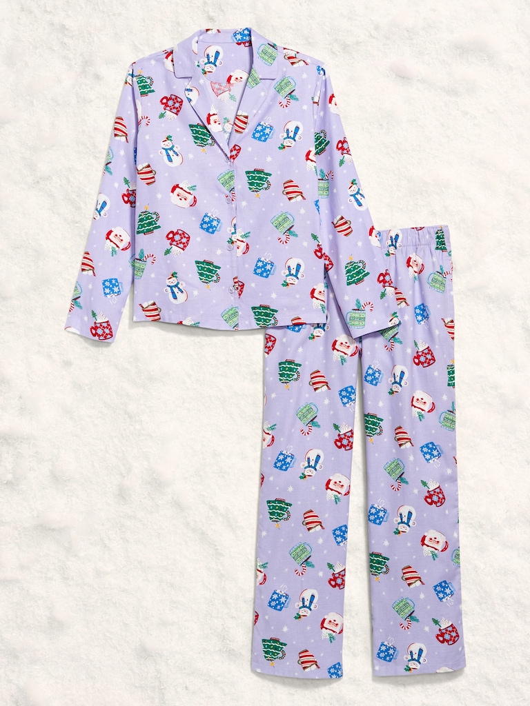 Printed Flannel Pajama Pant Set for Women