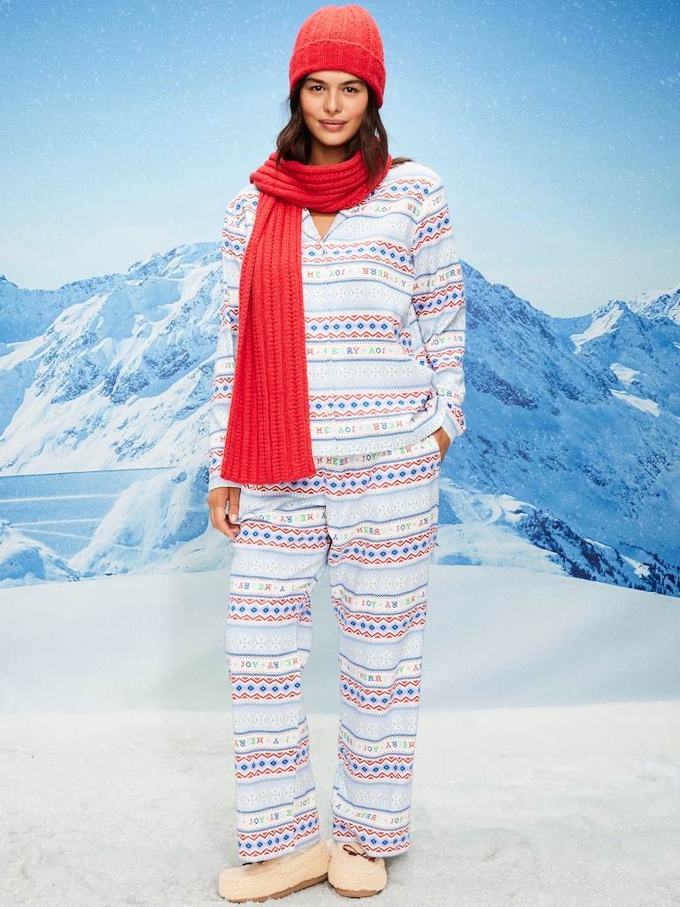 Printed Flannel Pajama Pant Set for Women