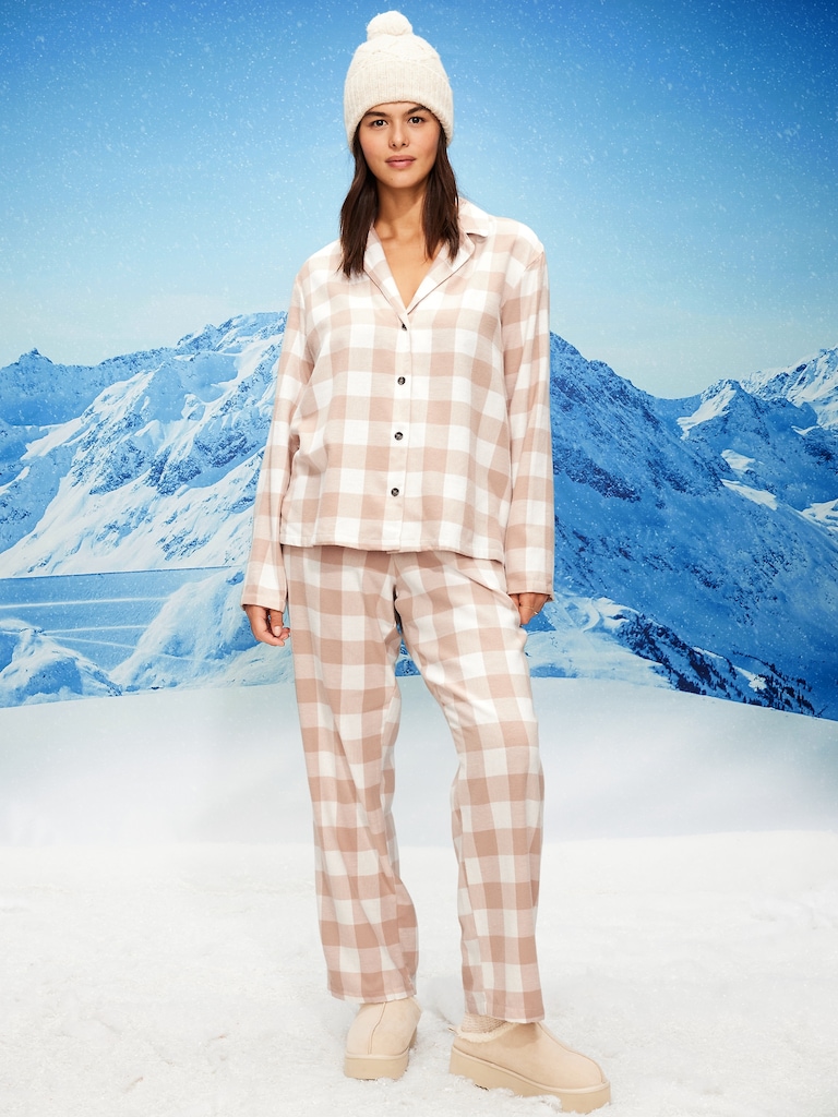 Plaid Flannel Pajama Pant Set for Women