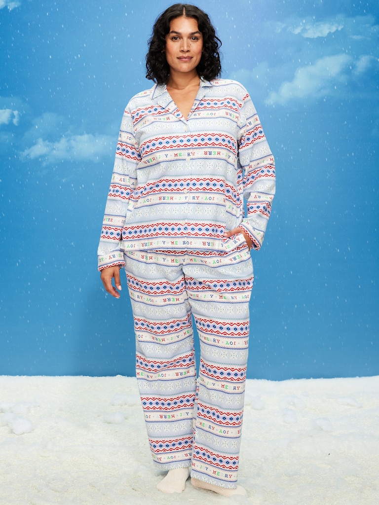 Printed Flannel Pajama Pant Set for Women
