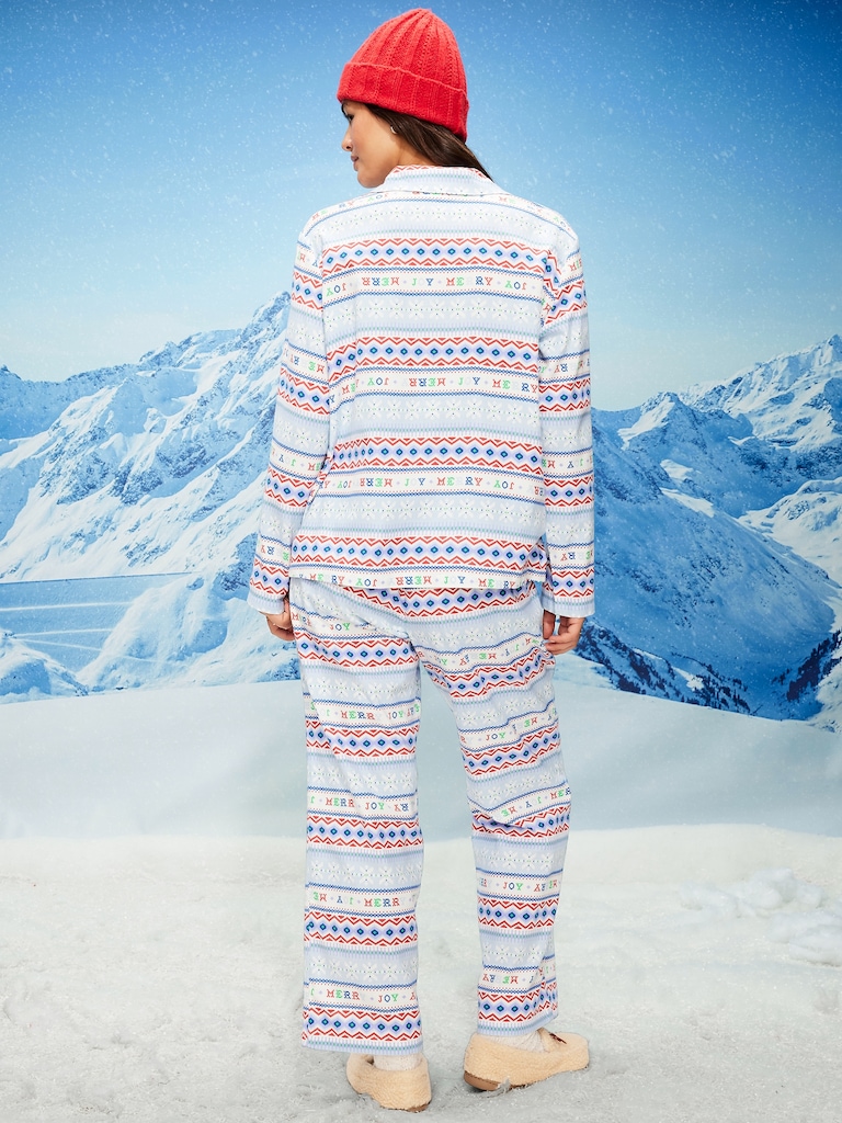 Printed Flannel Pajama Pant Set for Women