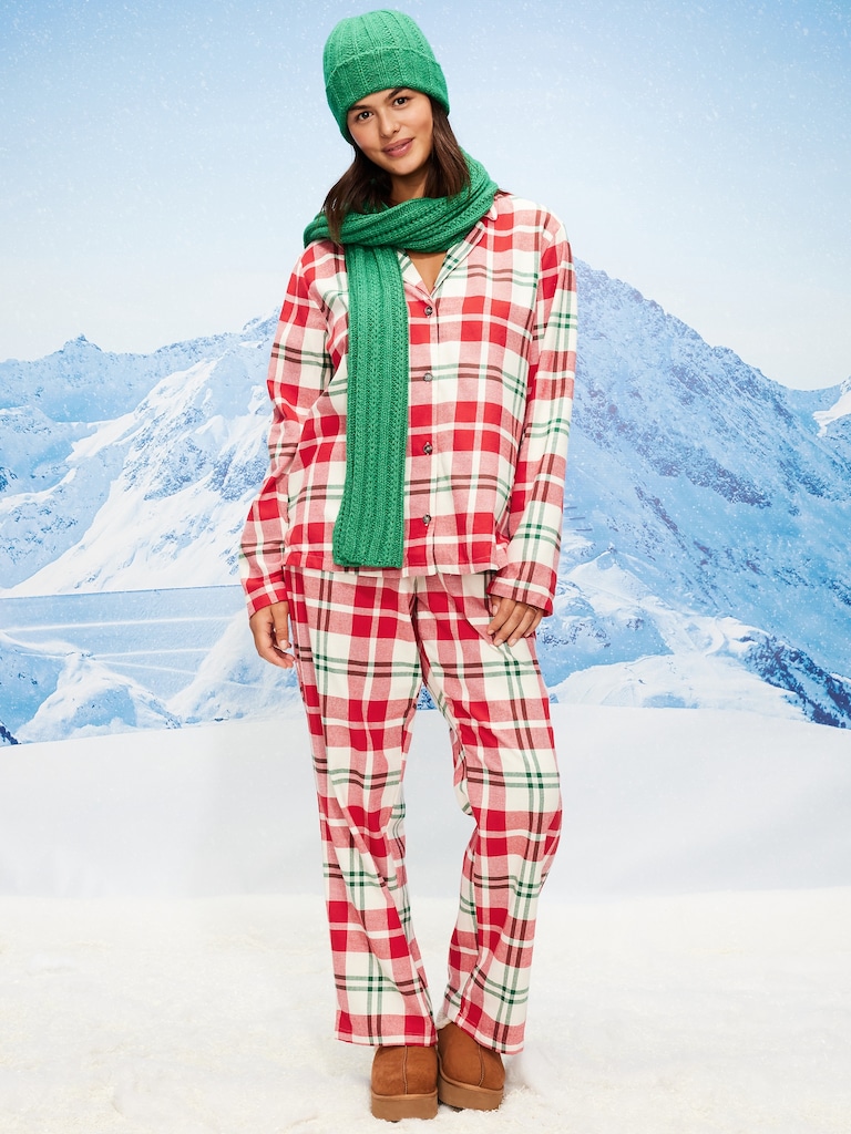 Plaid Flannel Pajama Pant Set for Women