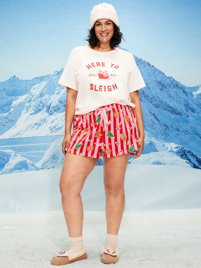 Flannel Boxer Pajama Shorts for Women