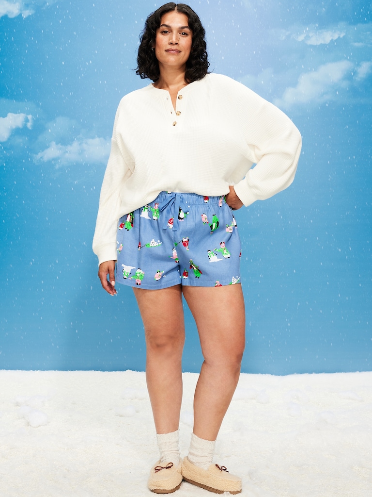 Flannel Boxer Pajama Shorts for Women