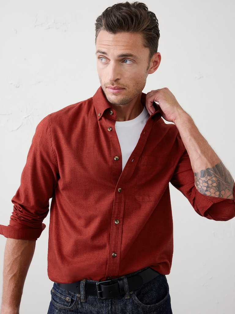 Slim-Fit Lightweight Flannel Shirt