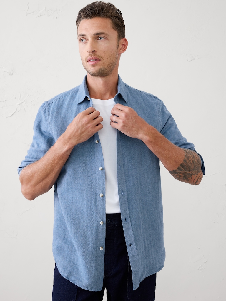 Slim-Fit Linen-Blend Shirt