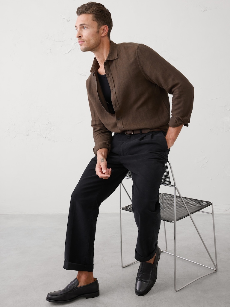 Slim-Fit Linen-Blend Shirt