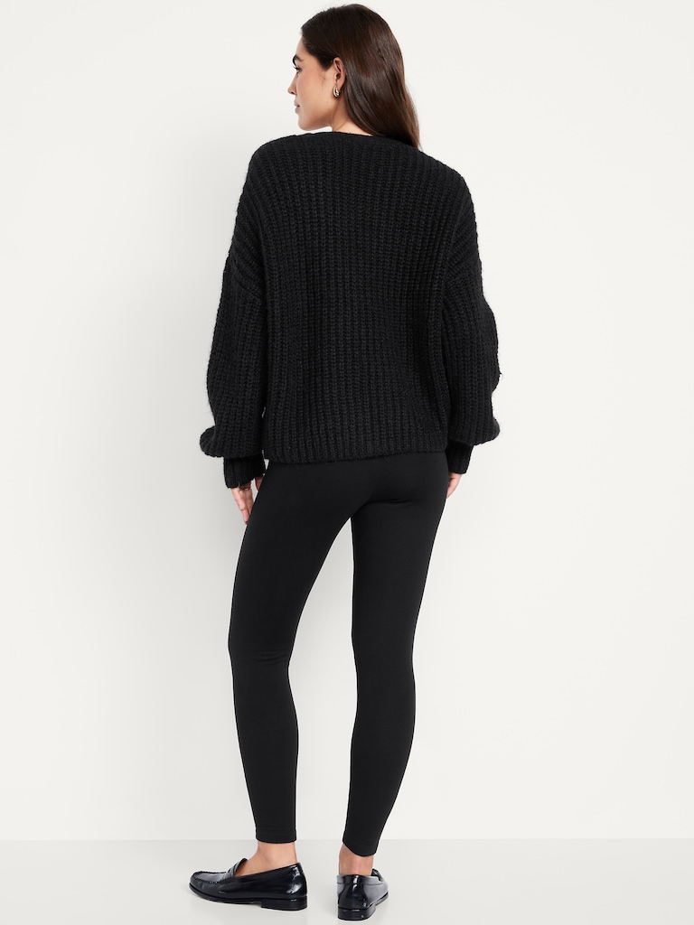 High-Waisted Fleece-Lined Ankle Leggings