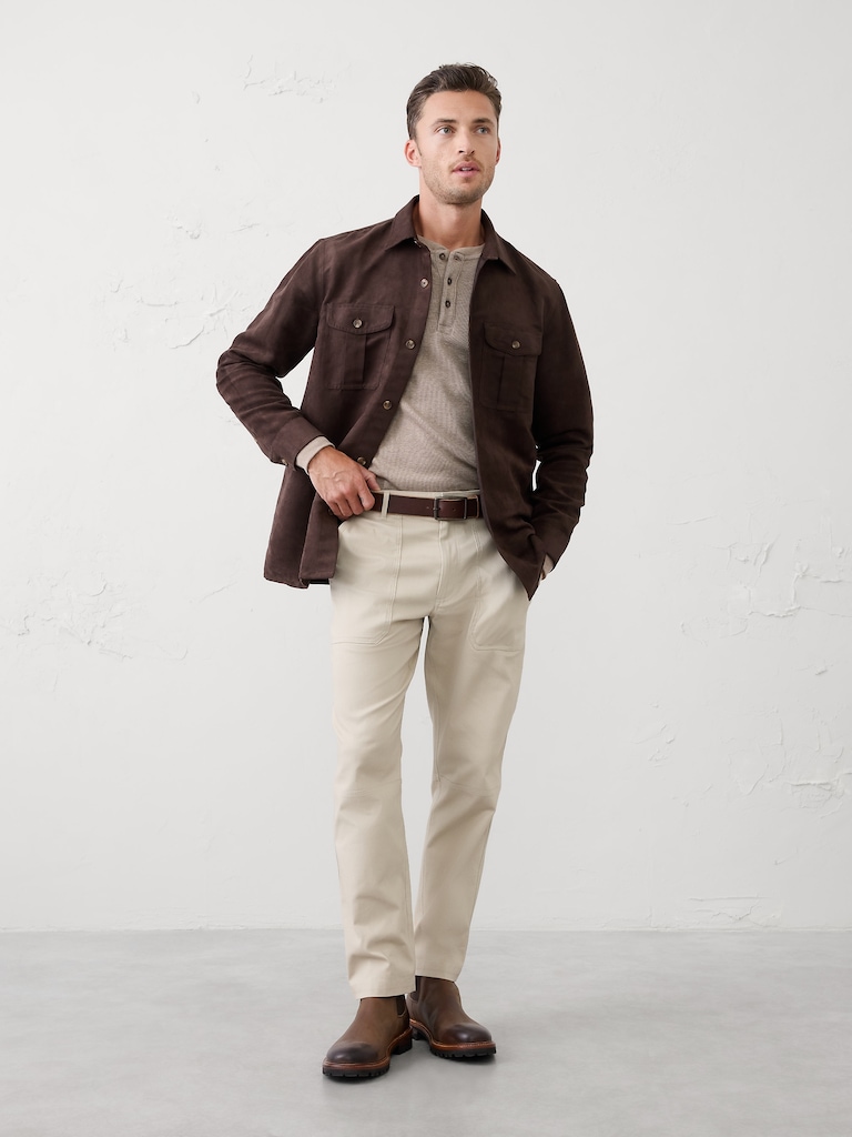 Relaxed-Fit Vegan Suede Overshirt
