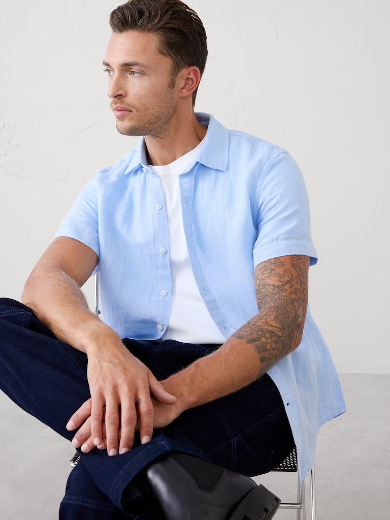Slim-Fit Linen-Blend Shirt