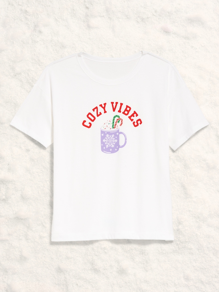 Holiday-Graphic Crew-Neck T-Shirt for Women