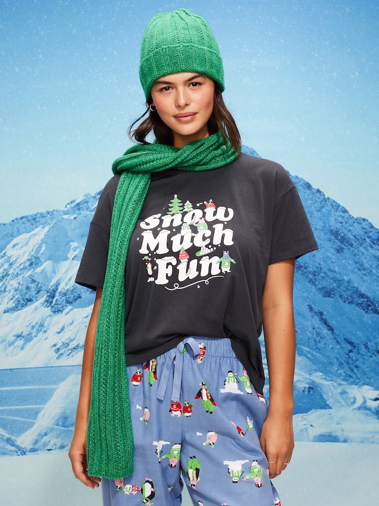 Holiday-Graphic Crew-Neck T-Shirt for Women