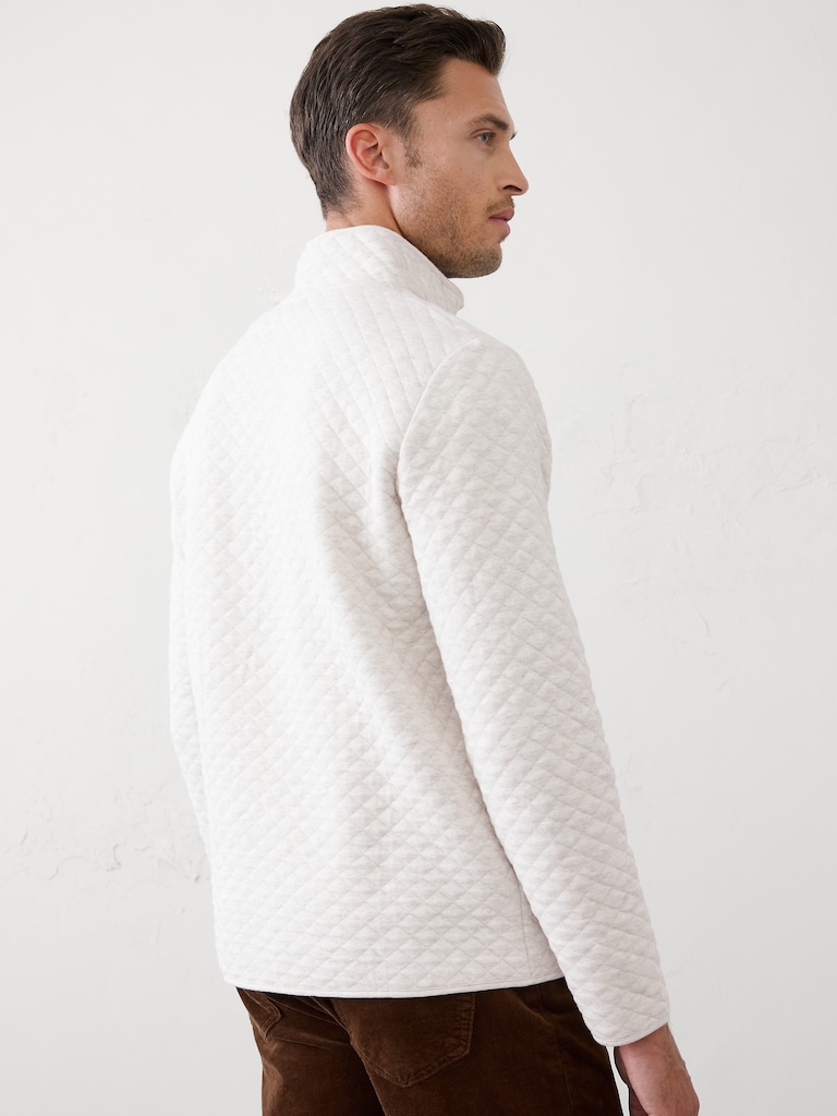 Quilted Knit Quarter-Zip Pullover