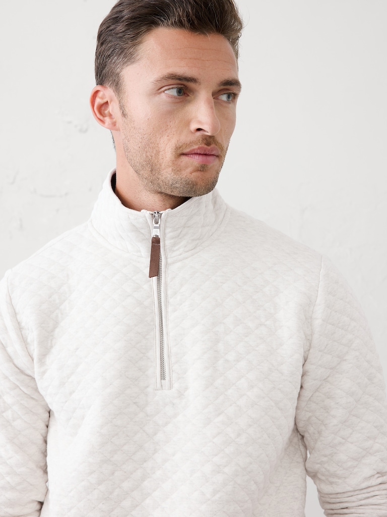 Quilted Knit Quarter-Zip Pullover