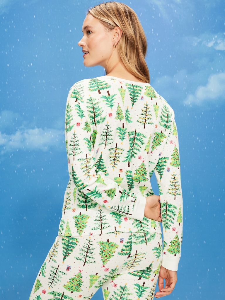 Scoop-Neck Waffle Pajama Top for Women