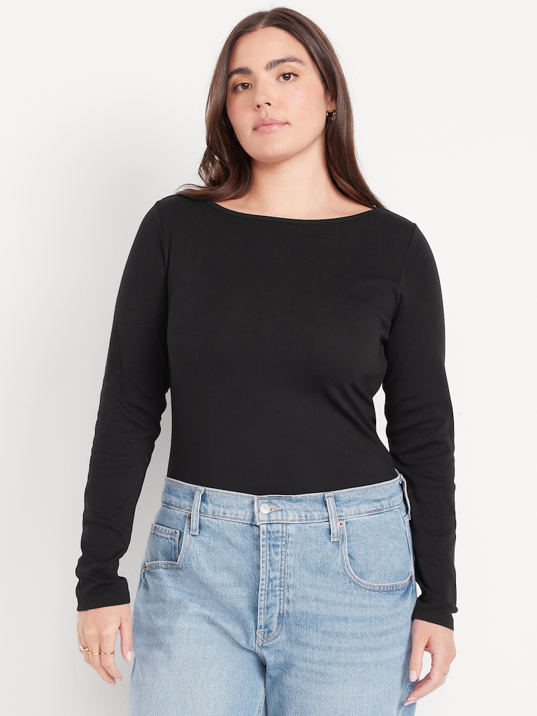 Snug Long-Sleeve Boatneck T-Shirt