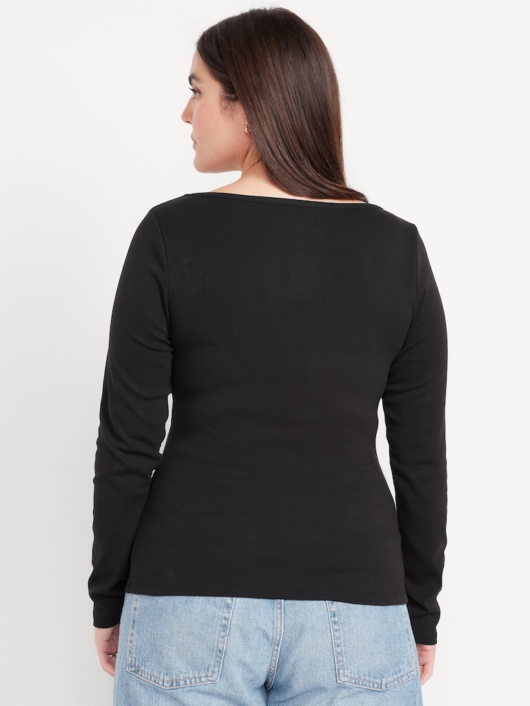 Snug Long-Sleeve Boatneck T-Shirt