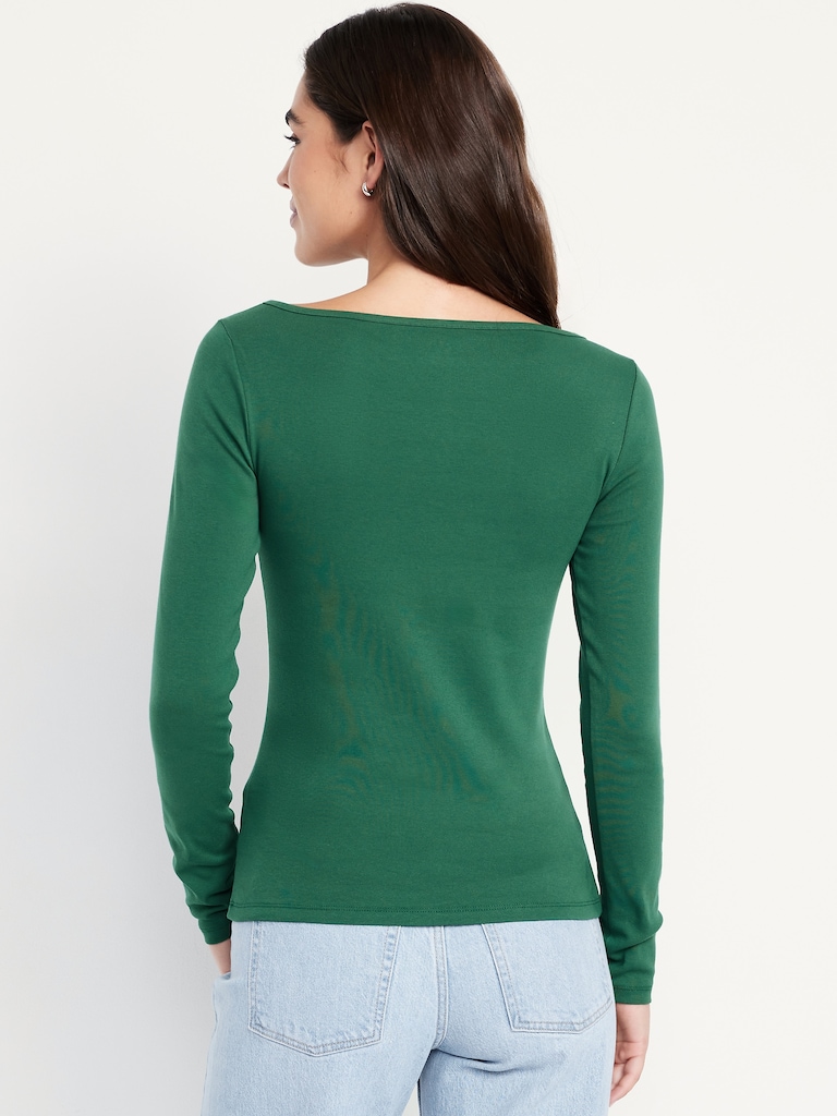 Snug Long-Sleeve Boatneck T-Shirt