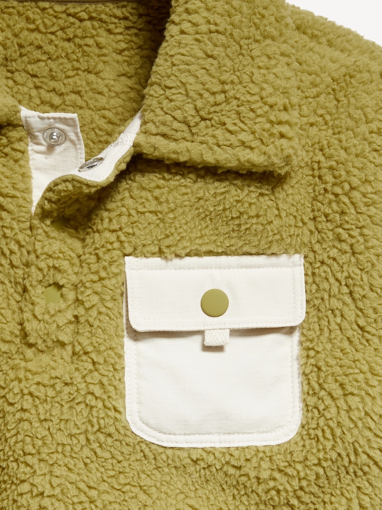 Oversized Sherpa Collared Henley Pullover for Toddler Boys