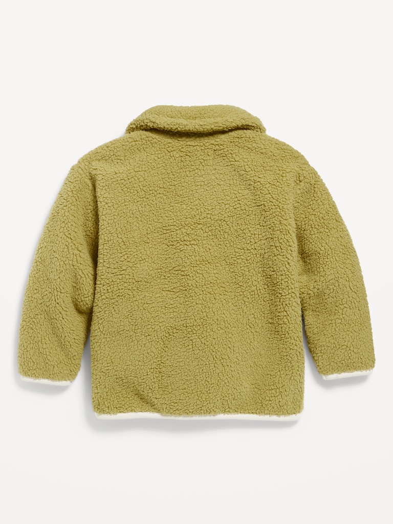 Oversized Sherpa Collared Henley Pullover for Toddler Boys