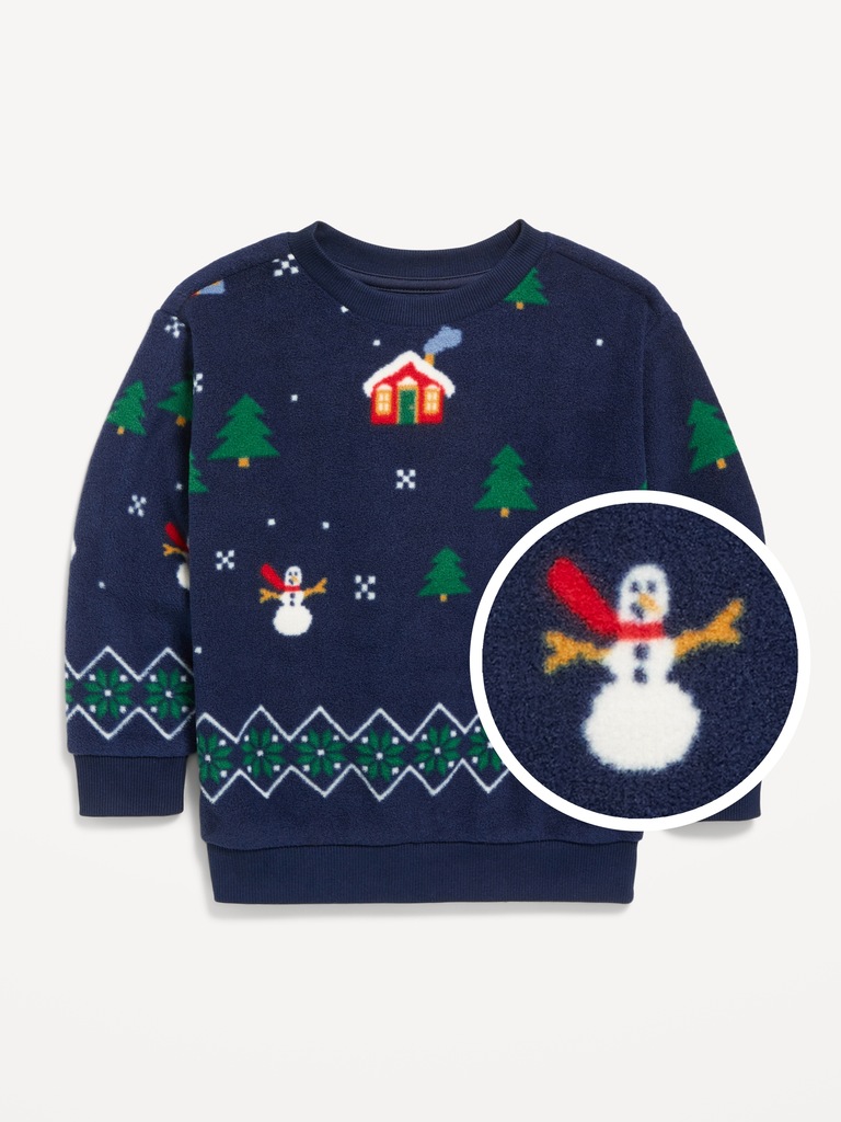 Printed Oversized Microfleece Sweatshirt for Toddler Boys