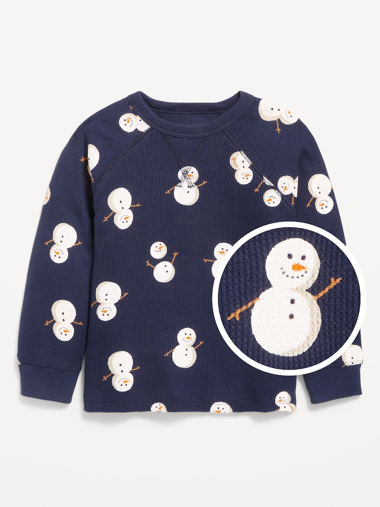 Printed Long-Sleeve Thermal-Knit T-Shirt for Toddler Boys