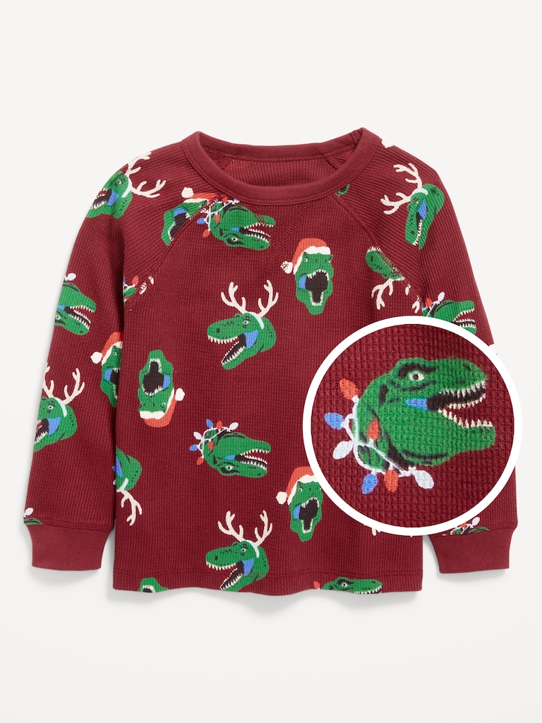 Printed Long-Sleeve Thermal-Knit T-Shirt for Toddler Boys