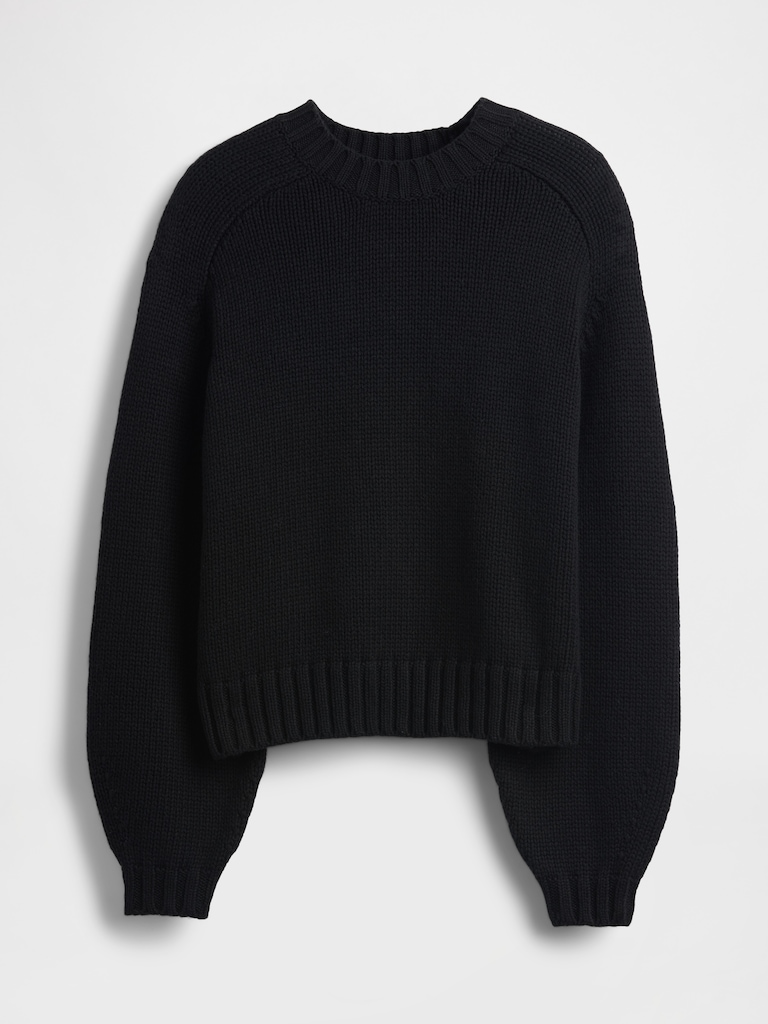 Relaxed Saddle-Sleeve Crewneck Sweater