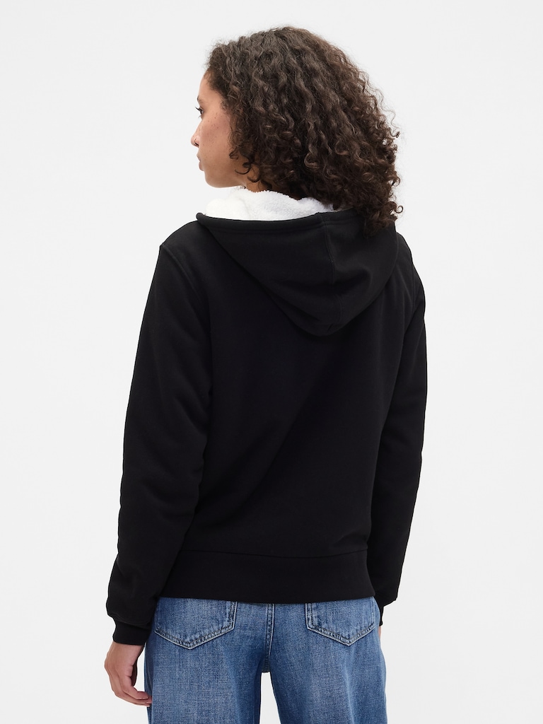 Relaxed Gap Logo Sherpa-Lined Zip Hoodie