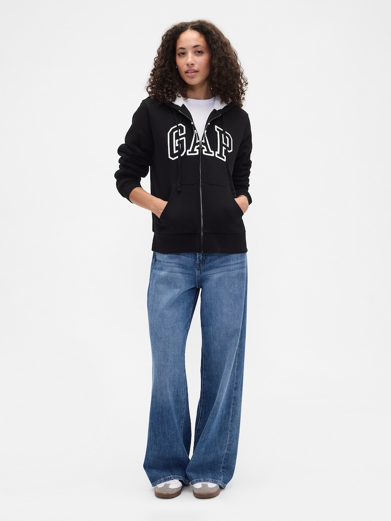 Relaxed Gap Logo Sherpa-Lined Zip Hoodie