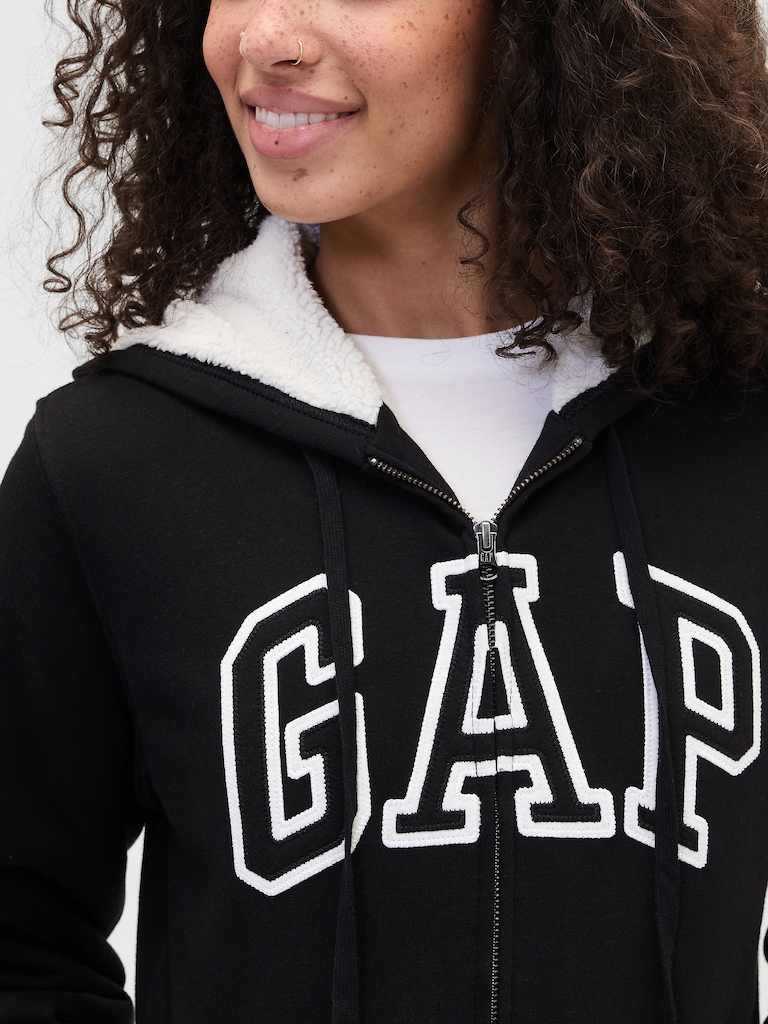 Relaxed Gap Logo Sherpa-Lined Zip Hoodie