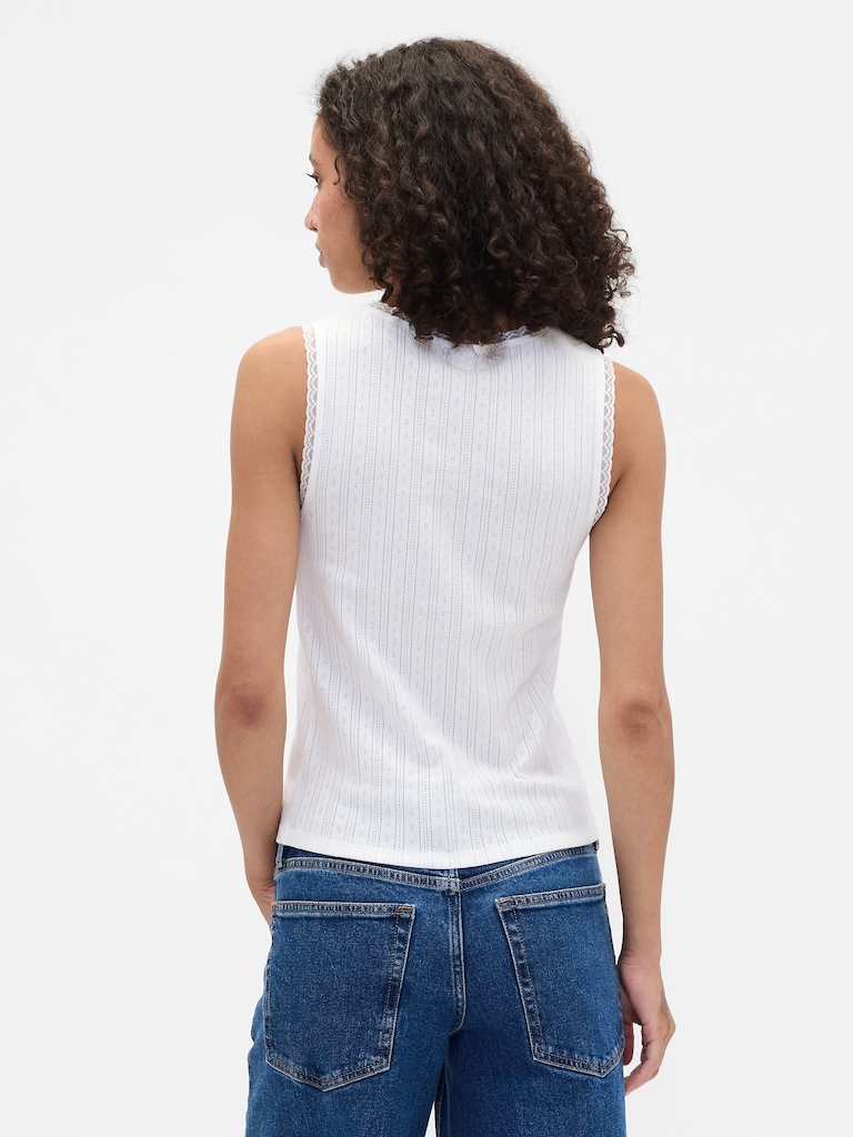 Sleeveless Pointelle Top