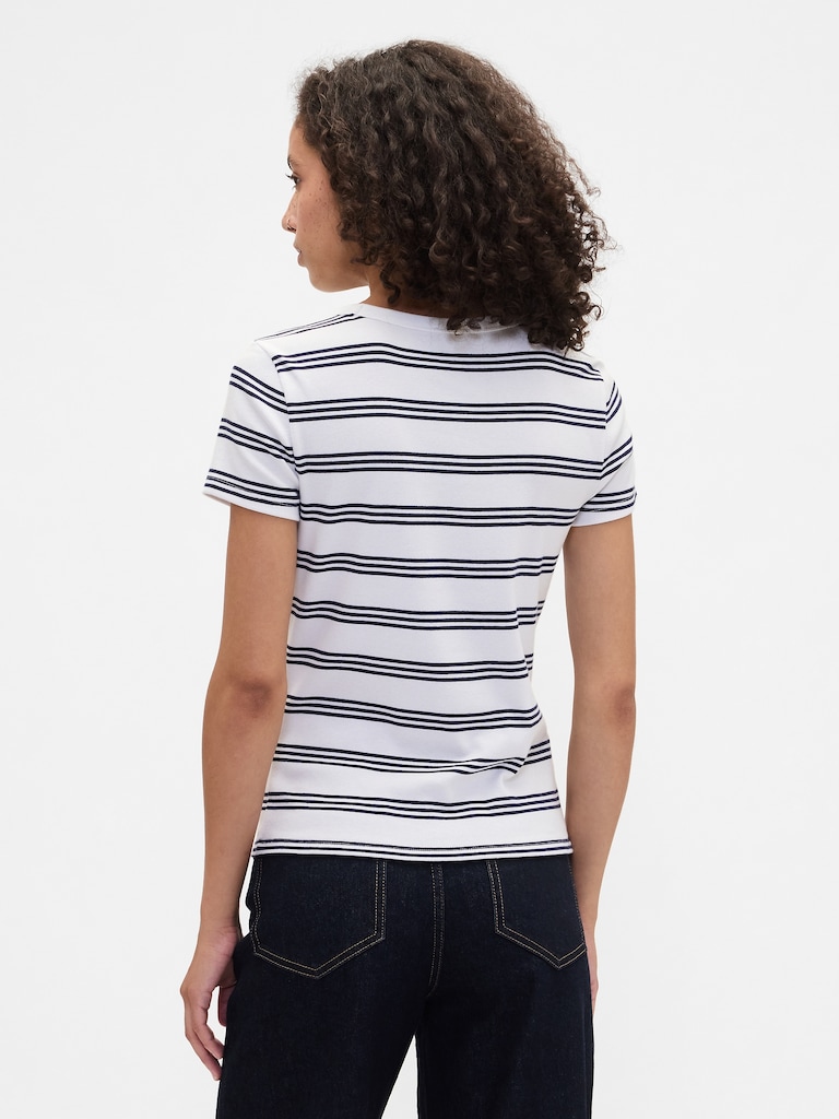Ribbed Stripe Crewneck T-Shirt