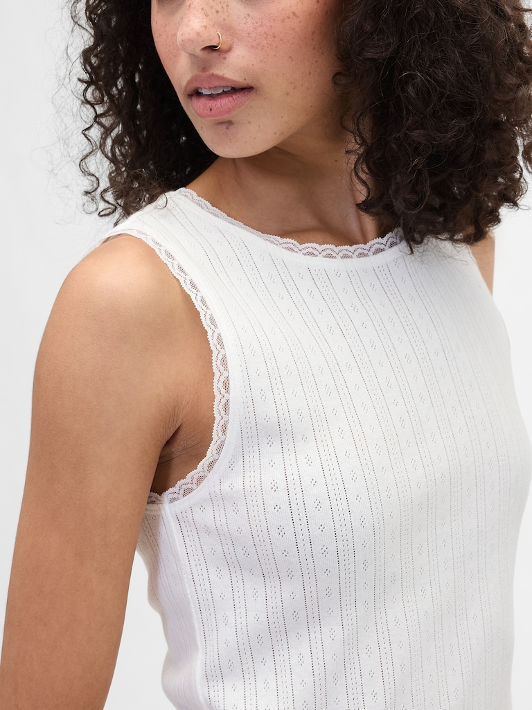 Sleeveless Pointelle Top