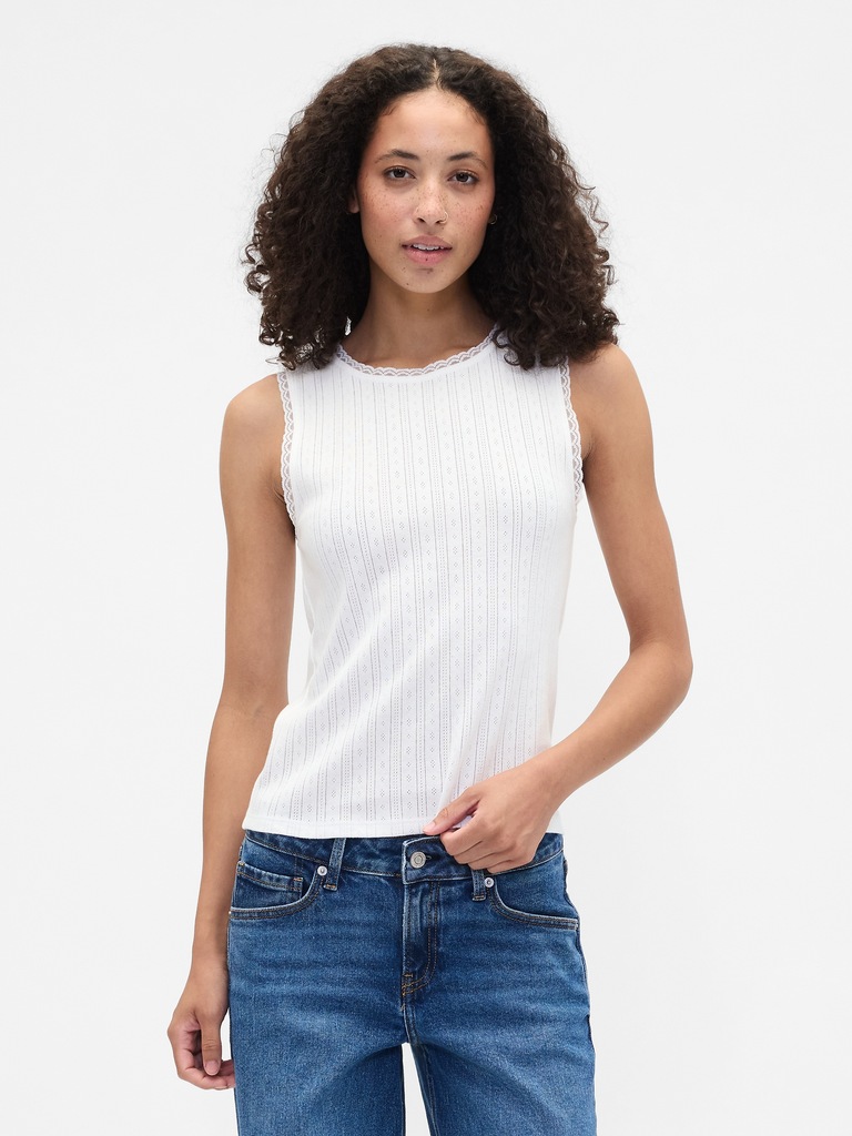 Sleeveless Pointelle Top