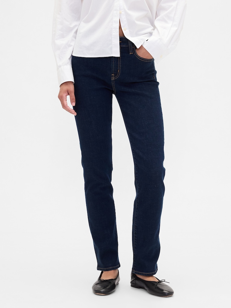 Mid Rise Classic Straight Jeans