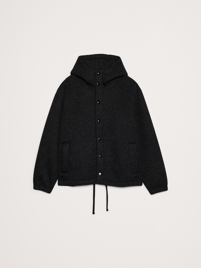Ribbed Wool-Blend Scuba Stadium Jacket