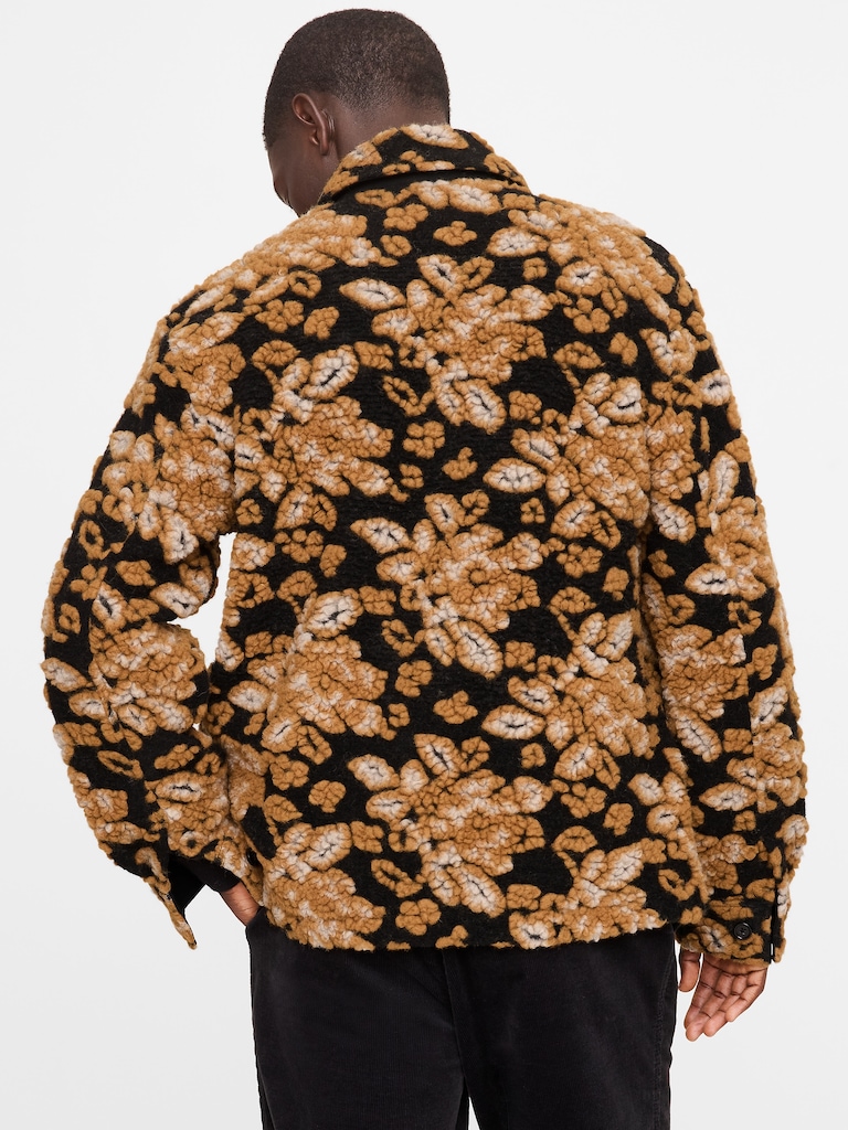 Floral Jacquard Chore Coat
