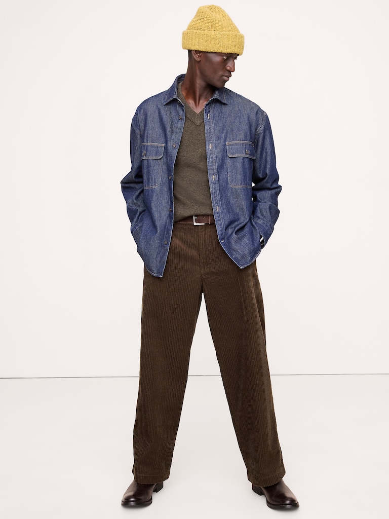 Loose Pleated Corduroy Pant