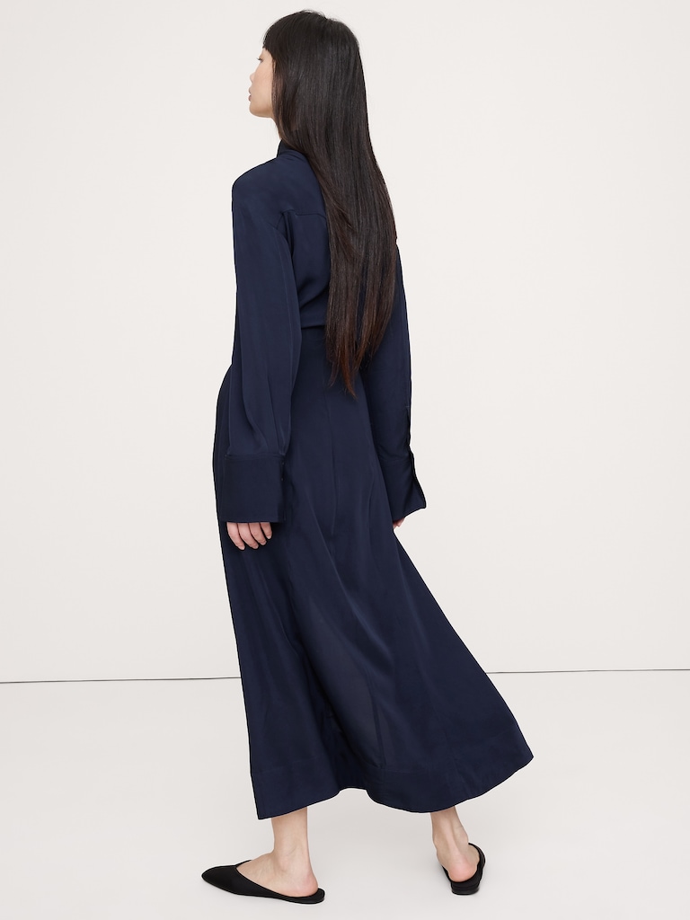 Drapey Twill Shirt Dress