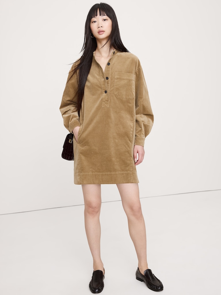 Corduroy Popover Shift Dress