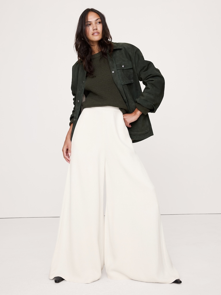 High-Rise Wide-Leg Crepe Palazzo Pant