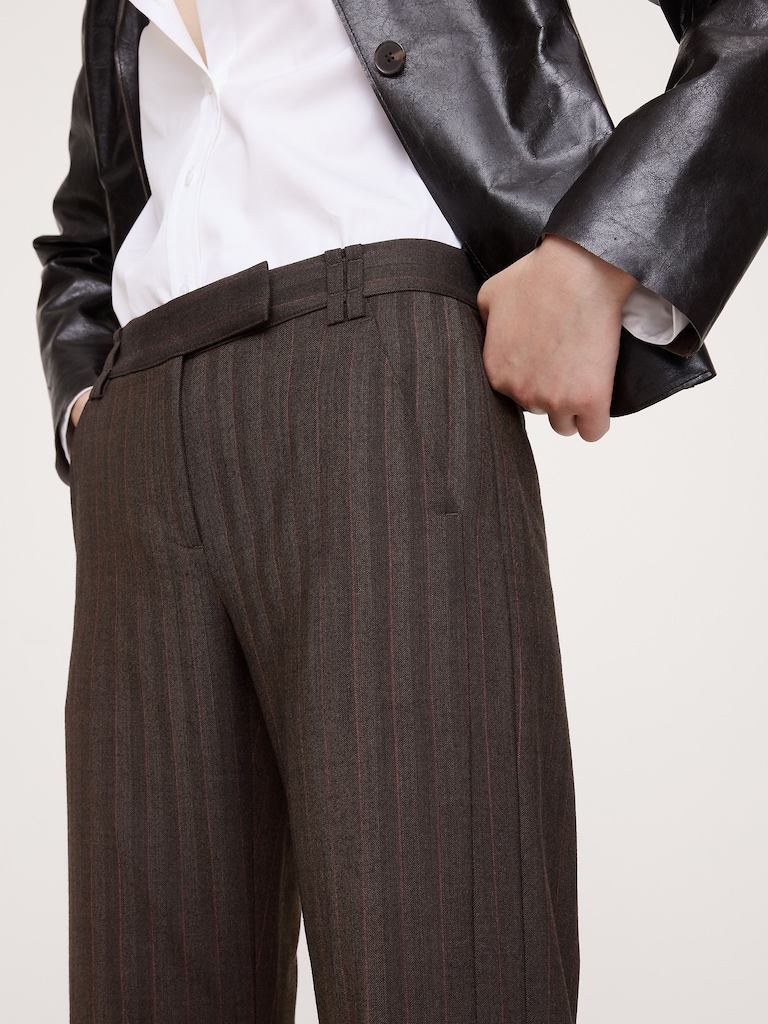 Mid-Rise Straight Wool-Blend Flannel Pant