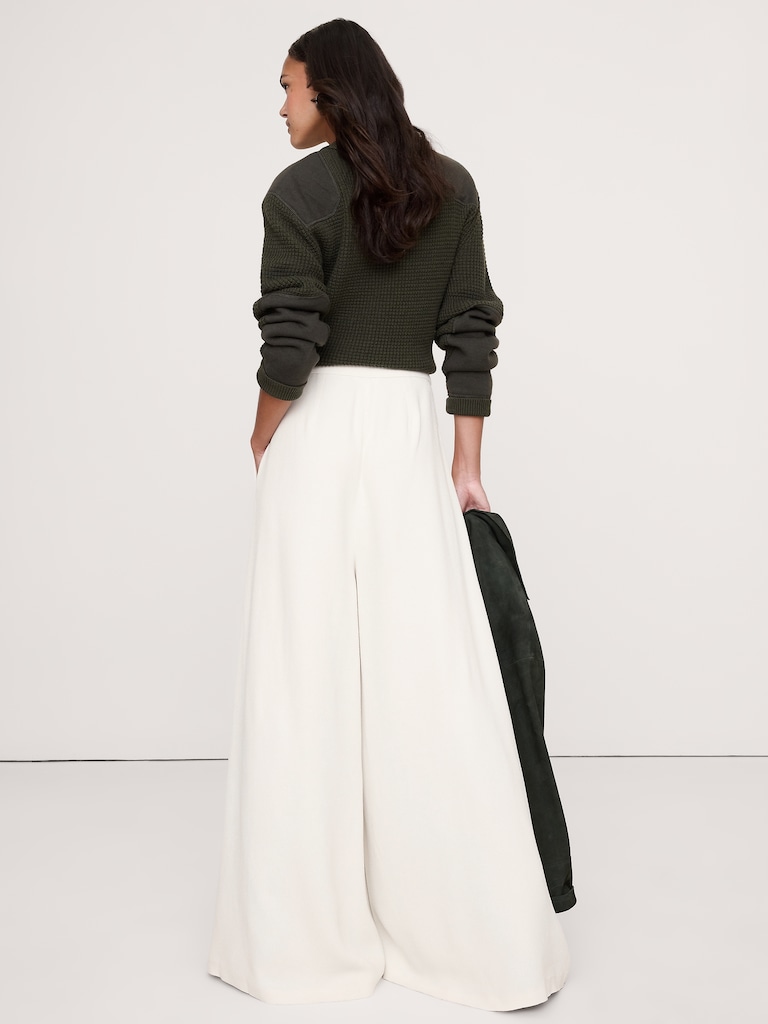 High-Rise Wide-Leg Crepe Palazzo Pant