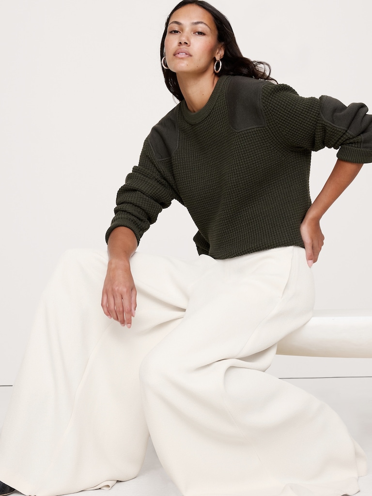 High-Rise Wide-Leg Crepe Palazzo Pant